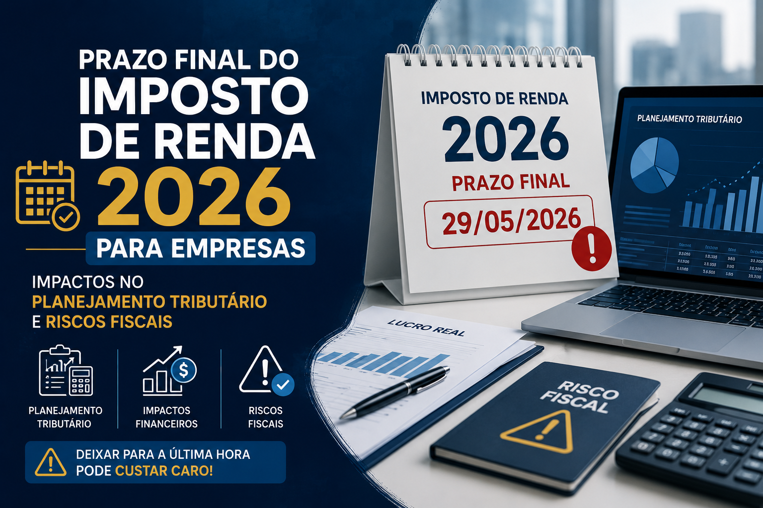 Prazo final do Imposto de Renda 2026 para empresas impactos no planejamento tributário e riscos fiscais